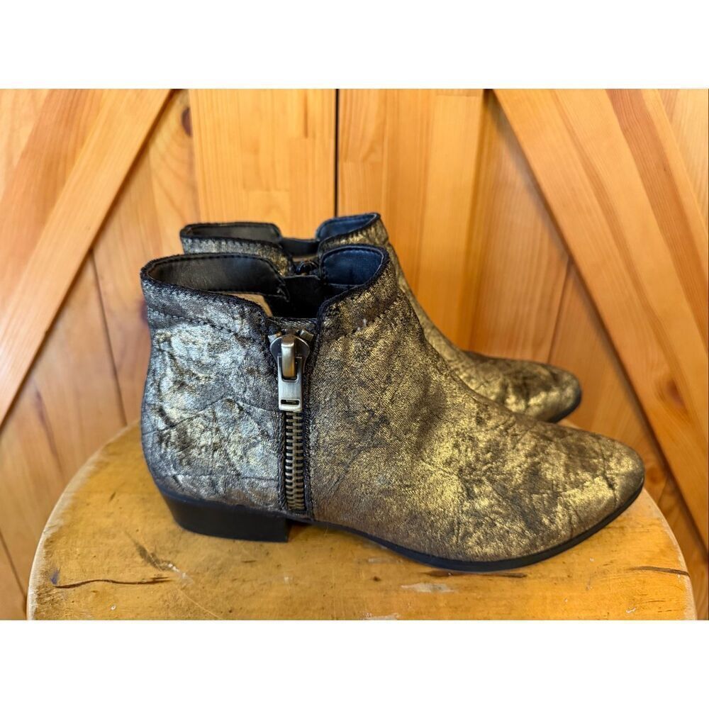 Naturalizer Blair crushed velvet Gold Ankle Boot Bootie Woman Sz 6M
